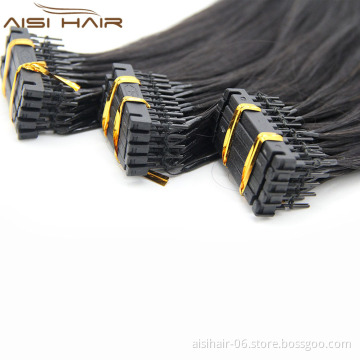 Aisi Hair High Quality Cheap Price Indian Human Hair 6D Double Drawn Hair Extension